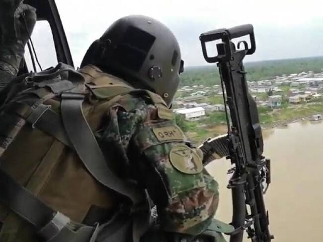 Despliegue de tropas en Medio San Juan. Cortesía: Fuerzas Militares.