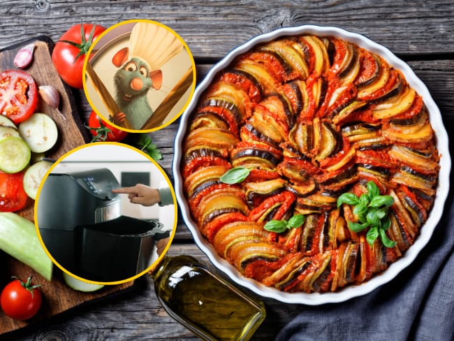 Ratatouille, freidora de aire, imágenes de referencia (Getty Images)/Remy de la película Ratatouille, foto tomada del X oficial de Disneyland París.