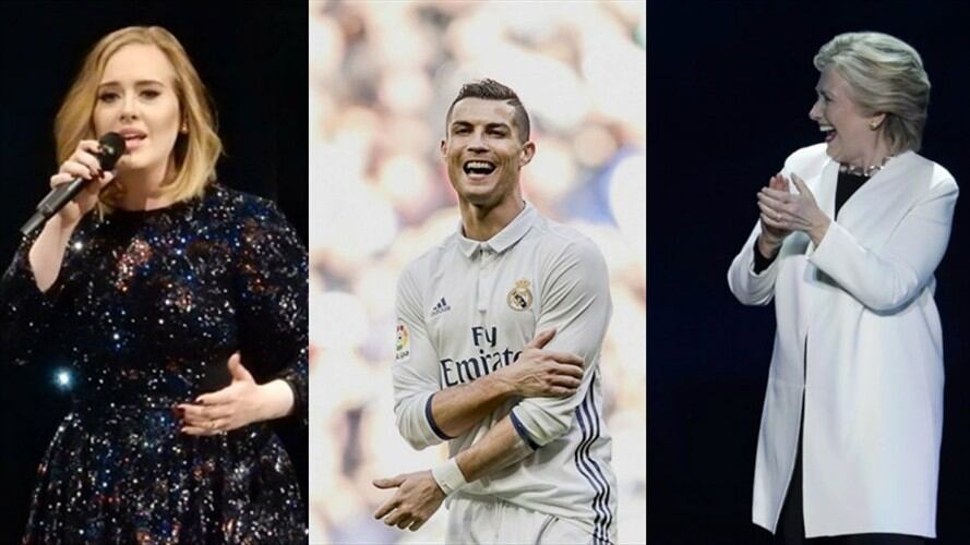 Adele, Cristiano y Clinton. Foto: