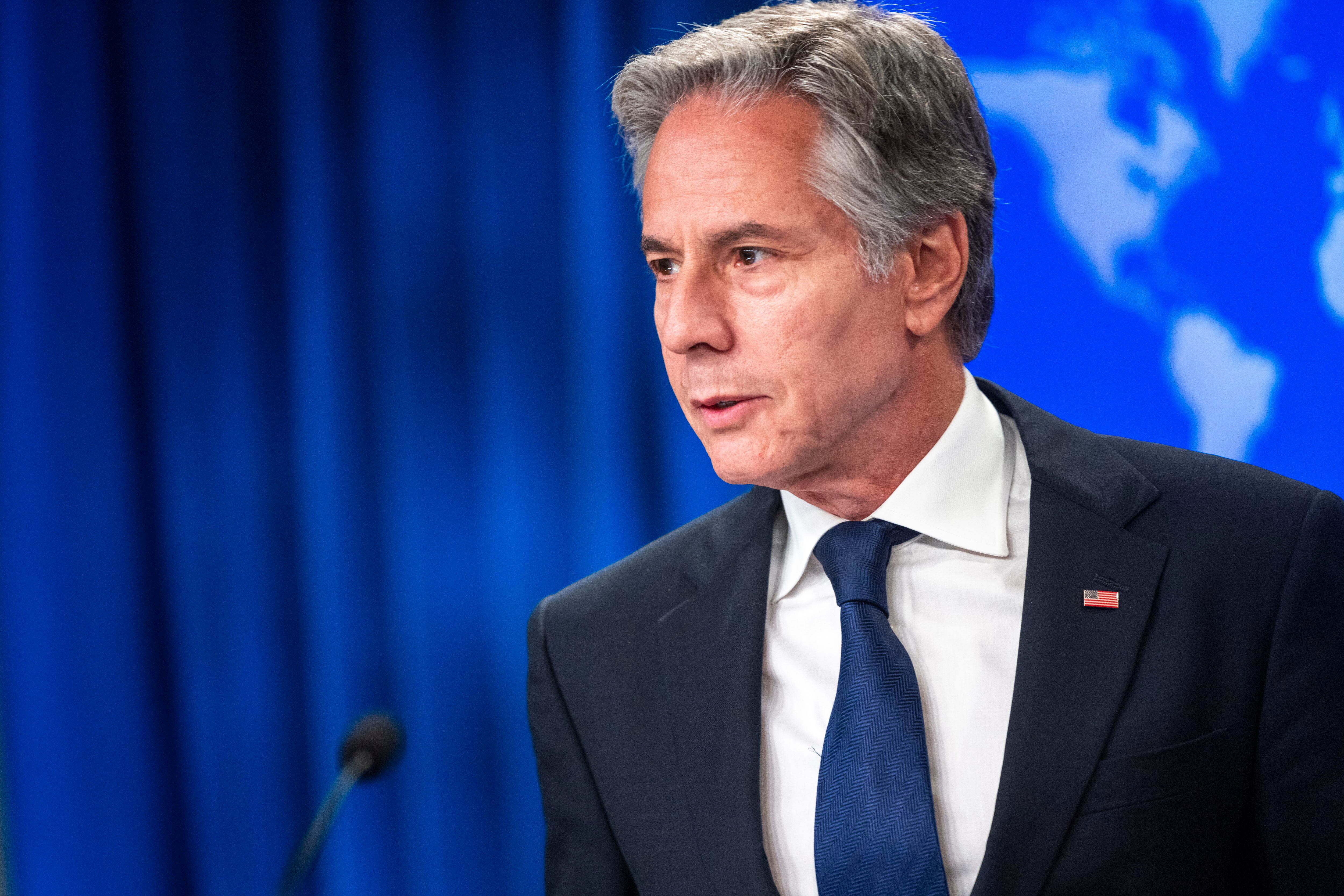 El secretario de Estado de Estados Unidos, Antony Blinken, durante una conferencia de prensa en Washington (Estados Unidos).
EFE/ Shawn Thew