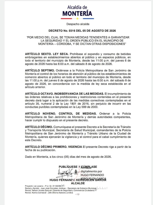 Decreto Alcaldía de Montería.