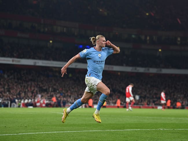 Erling Haaland anotó en la victoria del City contra el Arsenal. (Photo by Glyn KIRK / AFP) (Photo by GLYN KIRK/AFP via Getty Images)