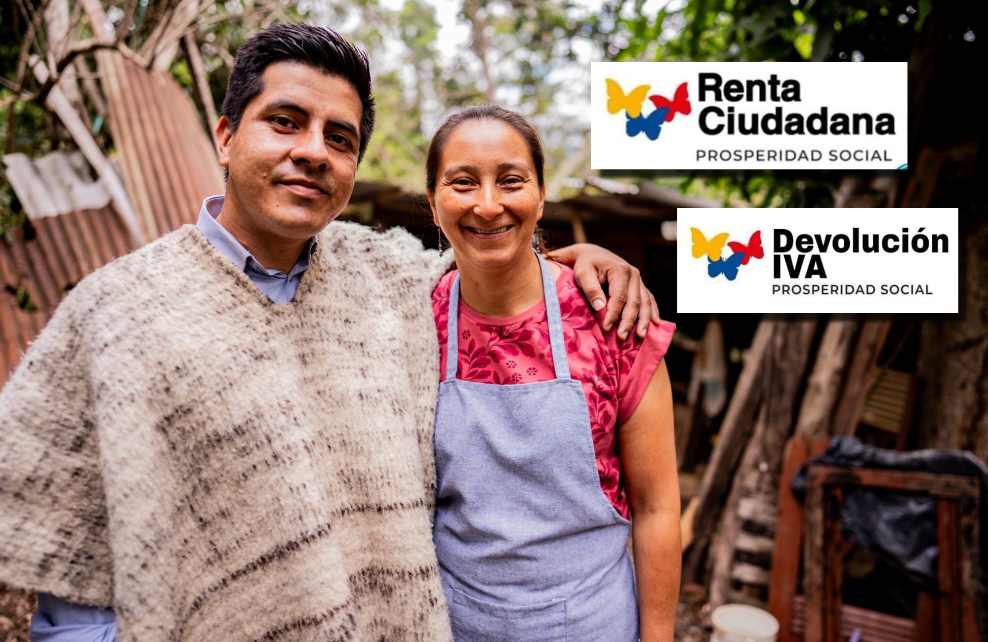 Familia y logos de Renta Ciudadana y Devolución del IVA. Fotos: Getty Images / Prosperidad Social