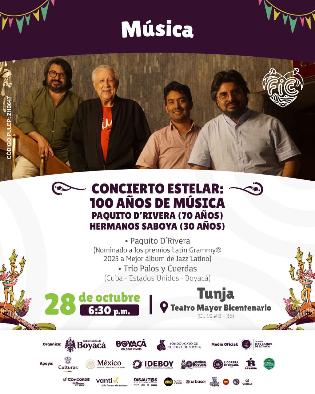 “Cien años de música”: Paquito D’Rivera y los hermanos Saboya unen su arte en Tunja