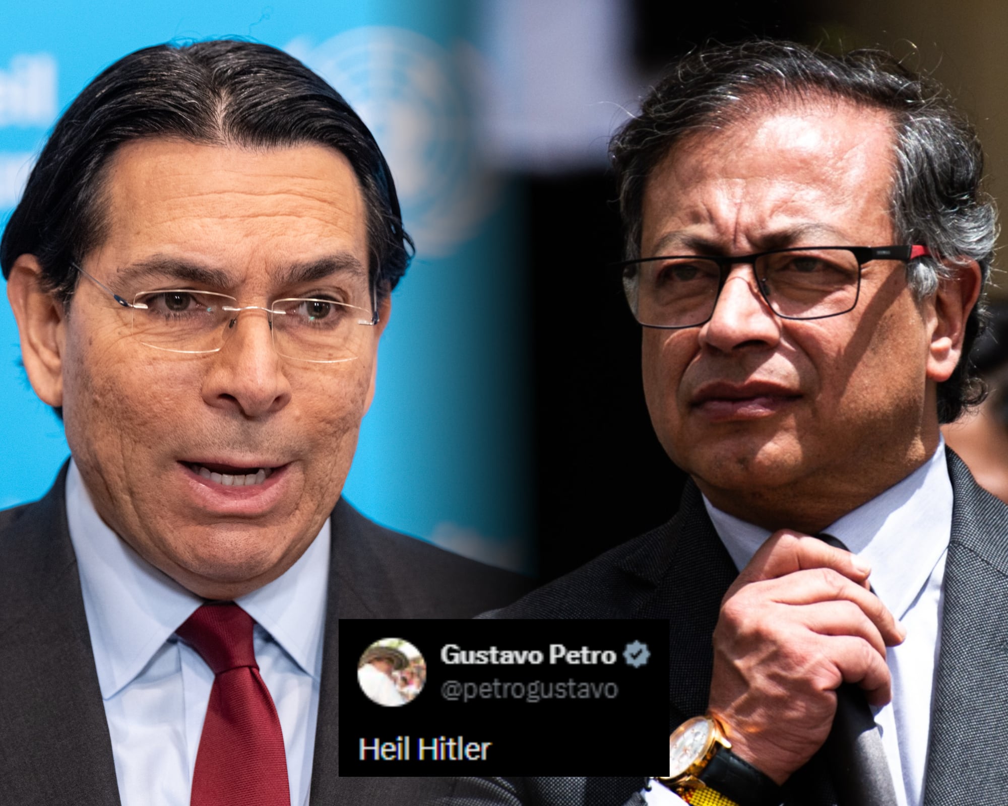Danny Danon, representante diplomático israelí ante Naciones Unidas, reaccionó a una publicación del mandatario colombiano en la que dice “Heil Hitler”.
(Foto:   Caracol Radio / Getty / Cortesía)