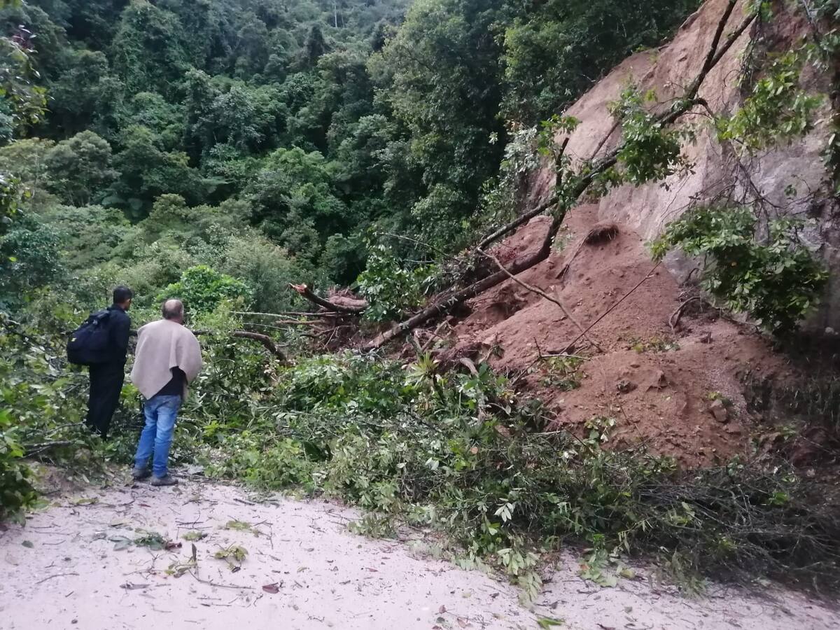 Por derrumbes está cerrada la vía Curos - Málaga