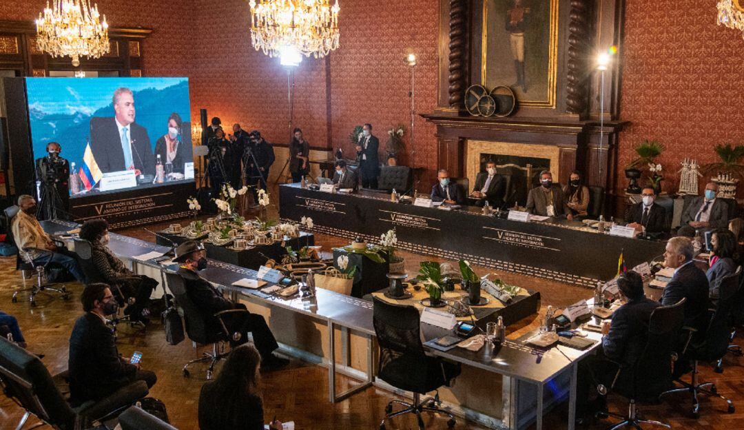 El presidente Iván Duque en la V Reunión de los Órganos e Instituciones del Sistema Andino de Integración (SAI), perteneciente a la Comunidad Andina (CAN).