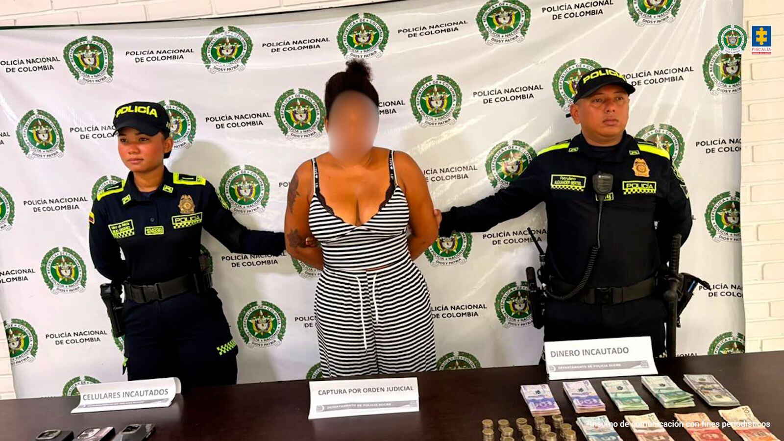Mujer capturada por el hurto de 1.600 millones en casas donde trabajaba como empleada del servicio- foto Fiscalía