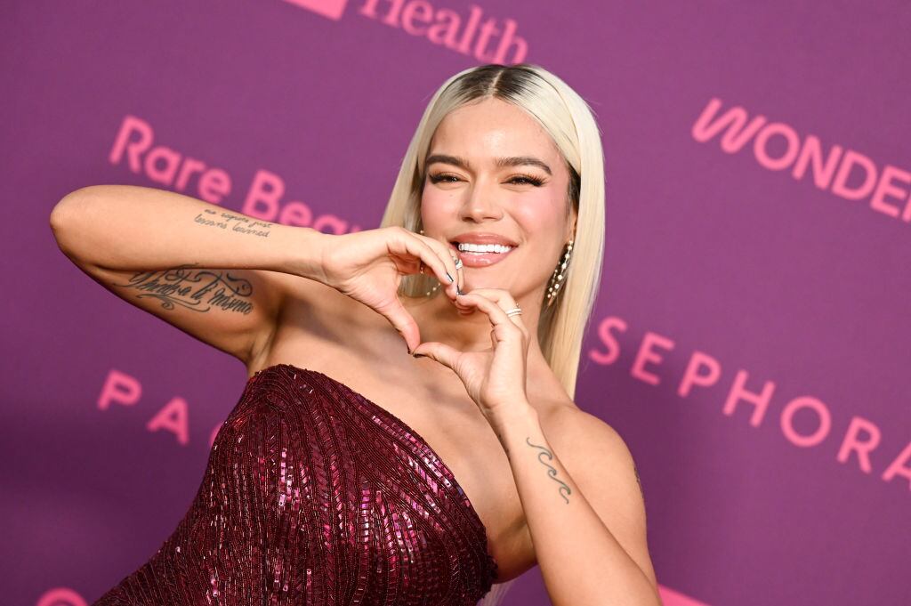 Karol G at Selena Gomez's 2nd Annual Rare Impact Fund Benefit at nya studios West on October 24, 2024 in Los Angeles, California. (Photo by Gilbert Flores/Variety via Getty Images)