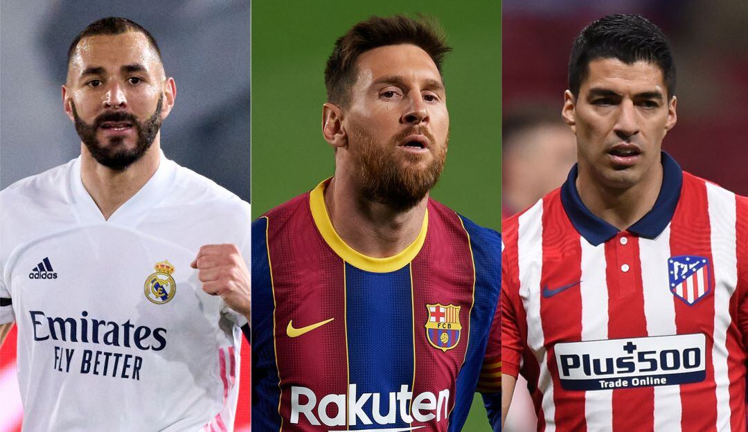 Karim Benzema, Lionel Messi y Luis Suárez