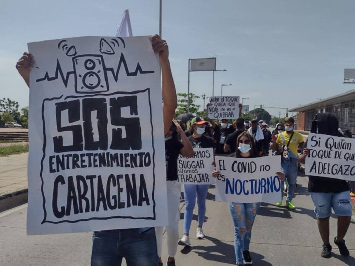 Gremio del entretenimiento marchó contra el toque de queda en Cartagena
