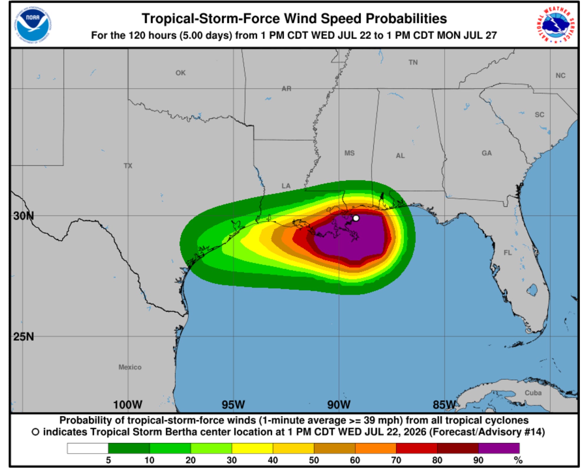 La llegada de la tormenta a Luisiana, sur de Estados Unidos, ha causado la cancelación de decenas de vuelos desde Puerto Rico.
(Foto: Centro Nacional de Huracanes de Estados Unidos)