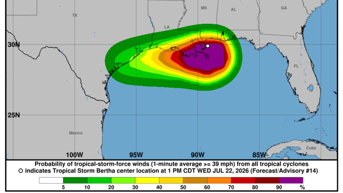 Tormenta tropical Bertha toca tierra en el sur de Estados Unidos