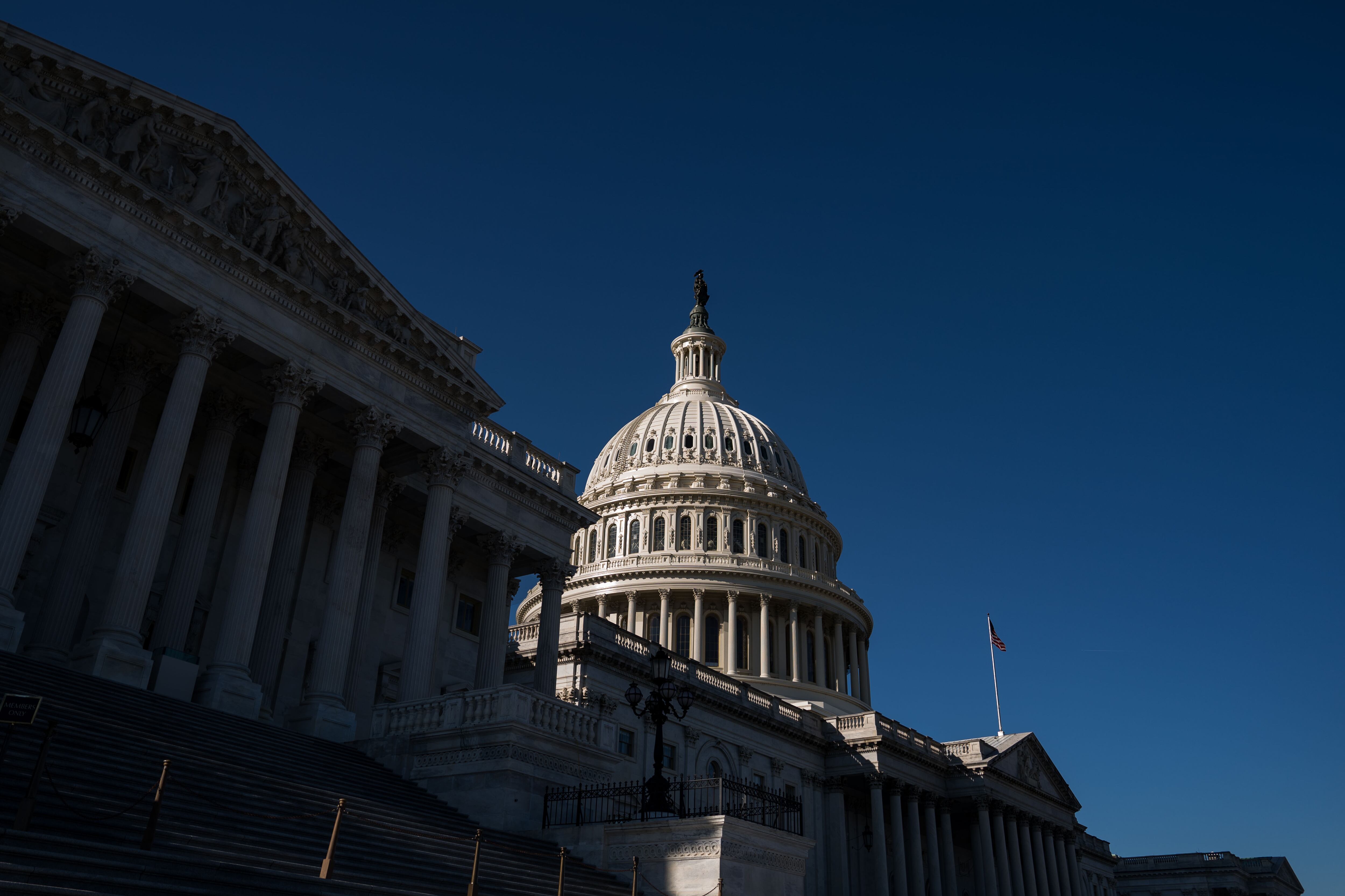 WASHINGTON, DC - JANUARY 11: The Dome of the U.S. Capitol on January 11, 2024 in Washington, DC. Another showdown over whether or not to keep the U.S. government funded for the next year is taking shape as far right House Republicans threaten to shutdown the government unless their demands are met.(Photo by Kent Nishimura/Getty Images)