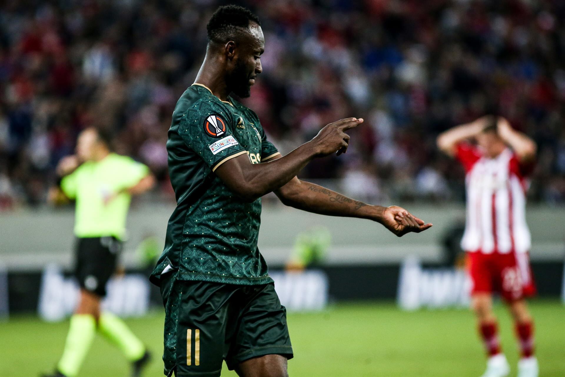 Olympiacos en su goleada 0-3 ante el Qarabag / EFE/GEORGIA PANAGOPOULOU