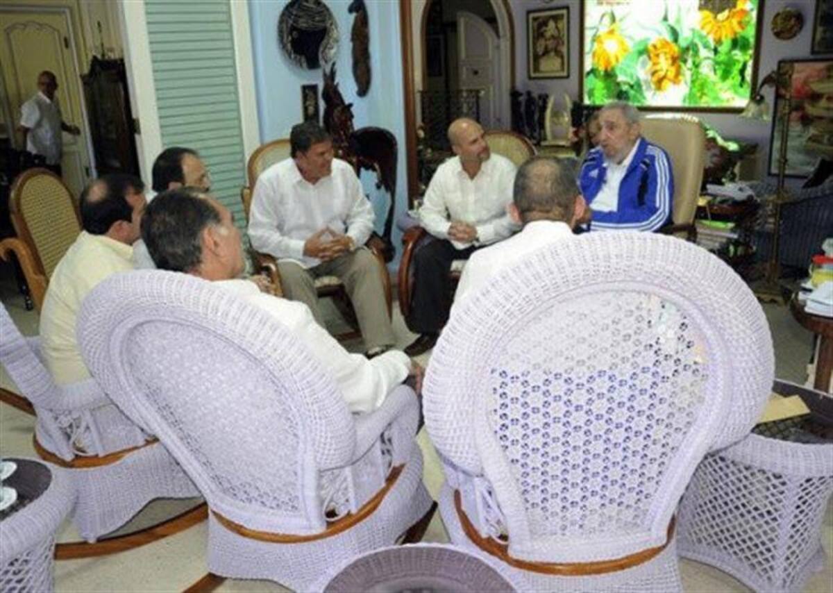 Encuentro entre Fidel Castro y 'Los Cinco'.