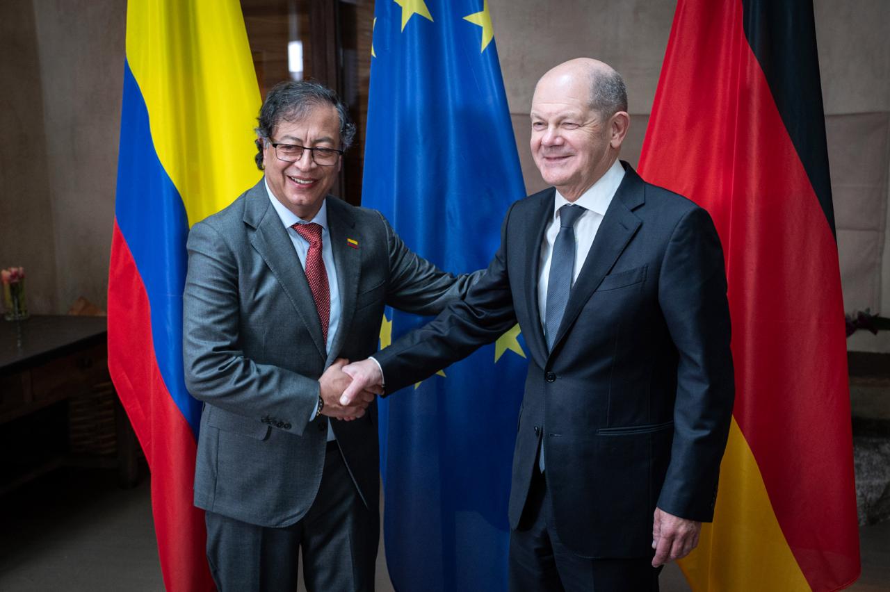 El presidente Gustavo Petro se reunió en Múnich, Alemania, con el canciller federal Olaf Scholz.