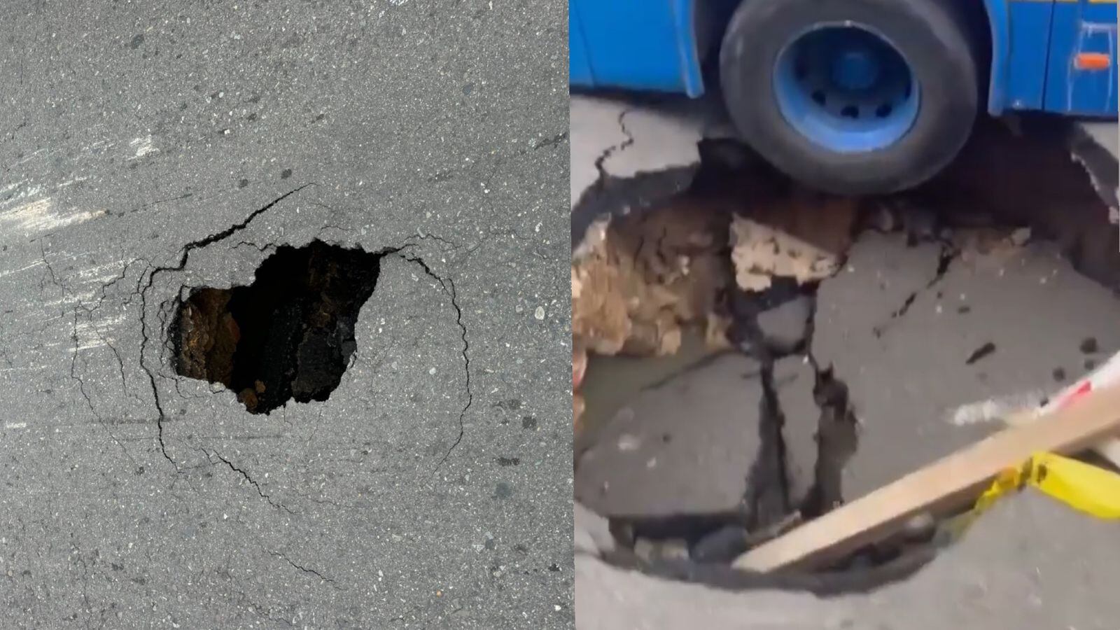 SITP queda atrapado en un hueco en Bogotá