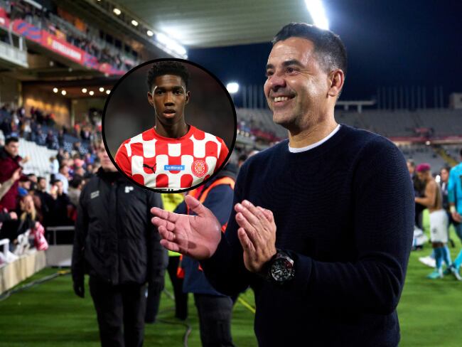 Yaser Asprilla y Míchel en Girona / Getty Images
