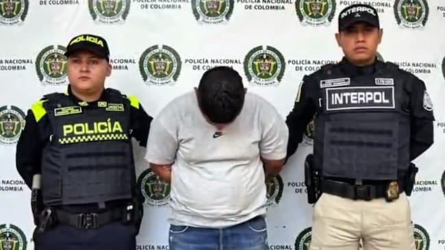 Uno de los capturados en Quindío con circular roja de Interpol. Foto: Cortesía Policía