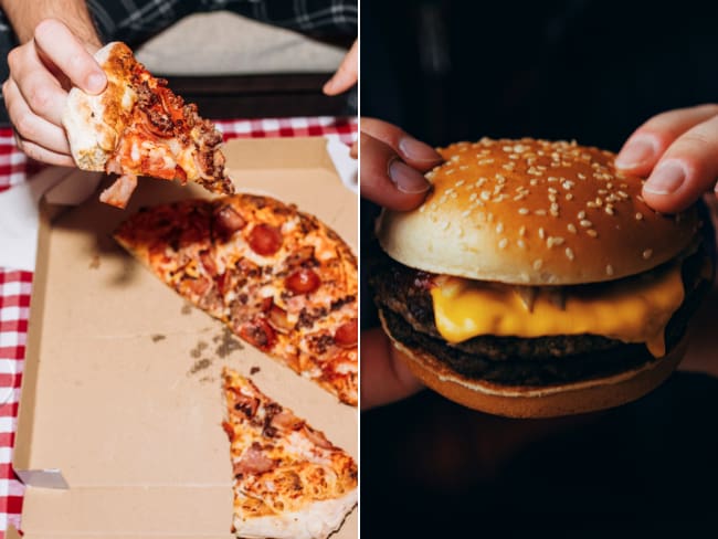 Imagen de referencia a pizza y hamburguesa/ Getty Images