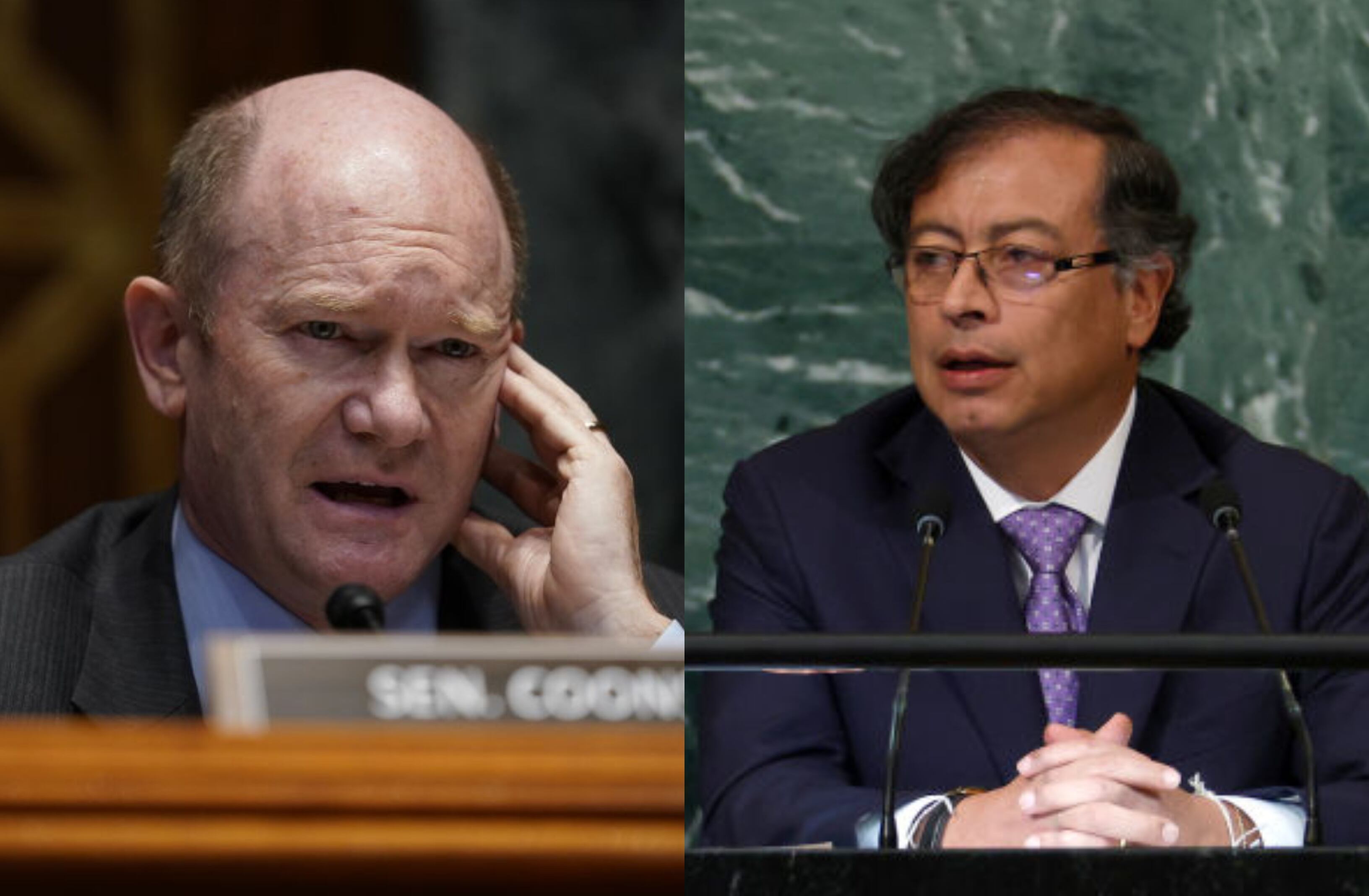Senador Chris Coons y presidente Gustavo Petro: Fotos: GettyImages