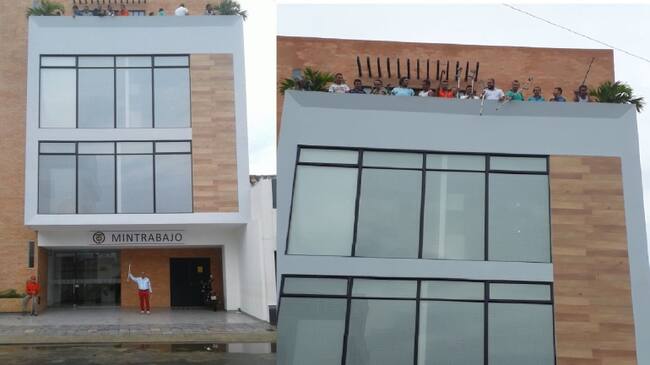 Mineros protestando en edificio del Ministerio del Trabajo en Cúcuta