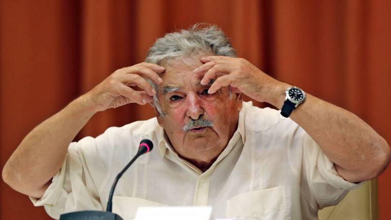 José Mujica durante una conferencia en La Habana, Cuba