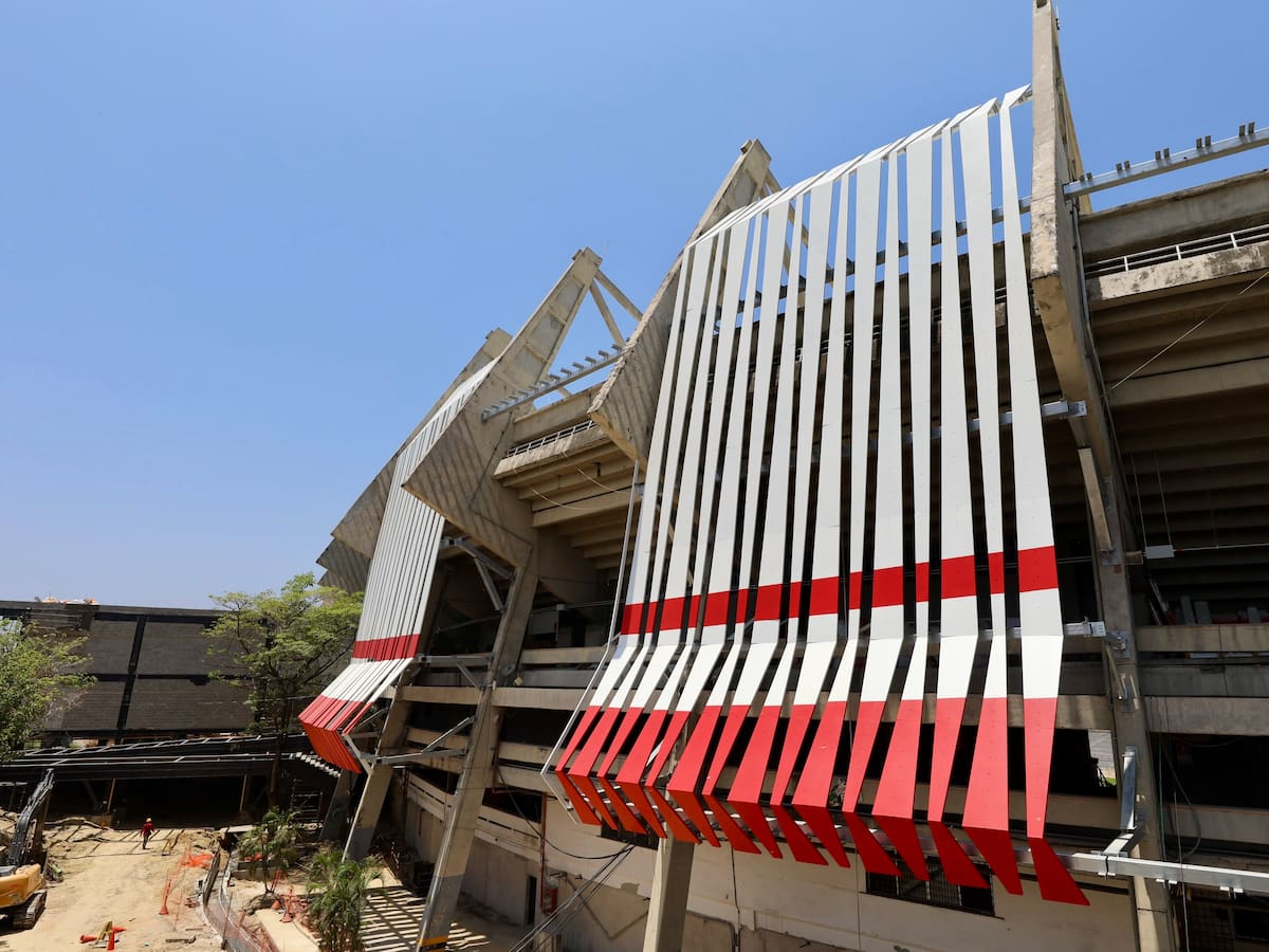 Nueva fachada del estadio Metropolitano de Barranquilla alcanza un avance cercano al 56 %