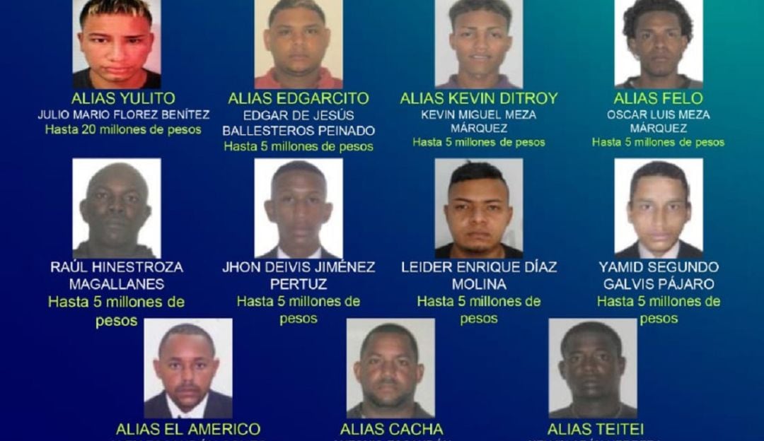 Son 11 delincuentes los que integran este cartel presentado por la Policía Metropolitana de Cartagena