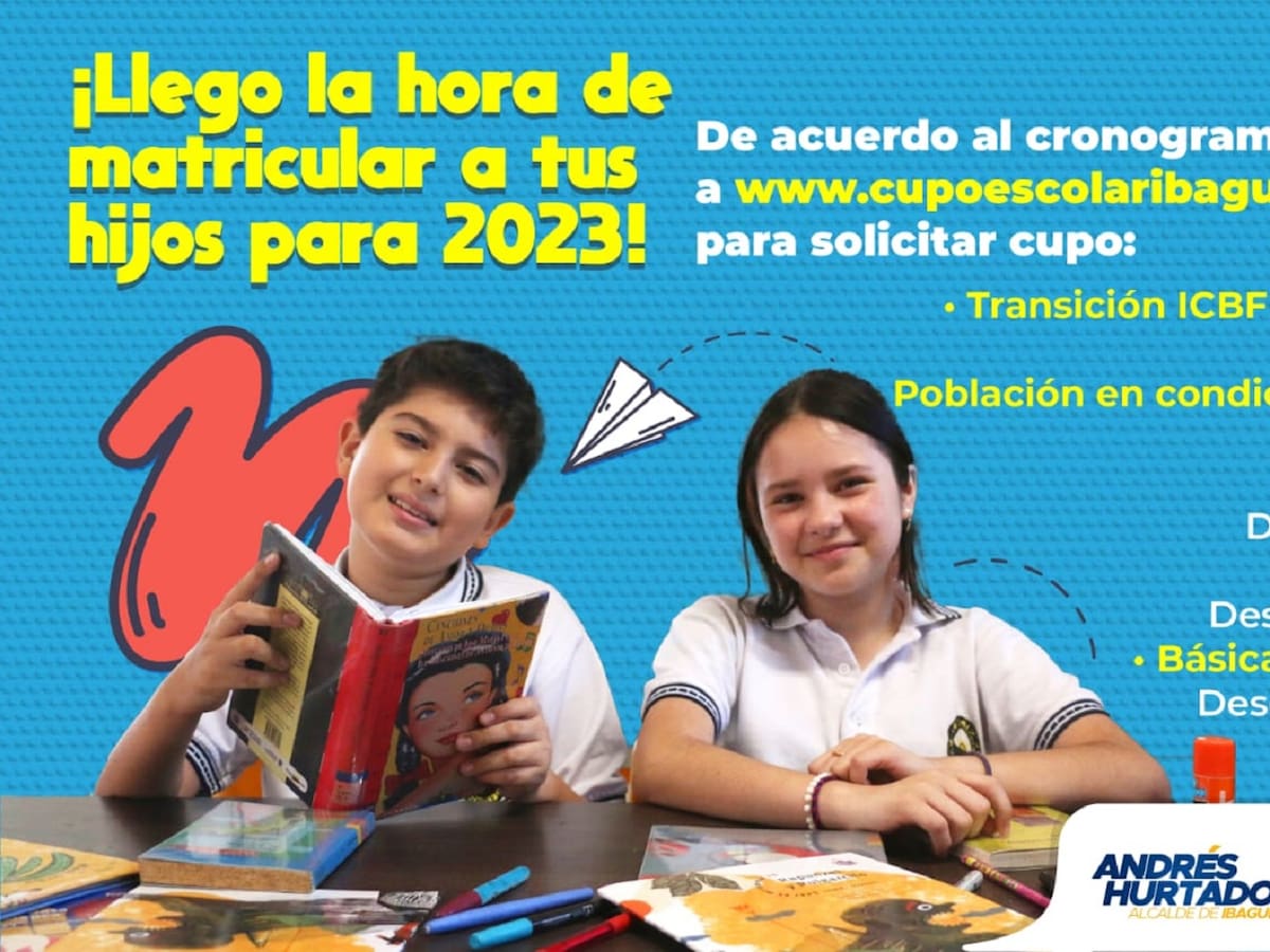 Ya puede solicitar cupo escolar en colegios de Ibagué para el 2023