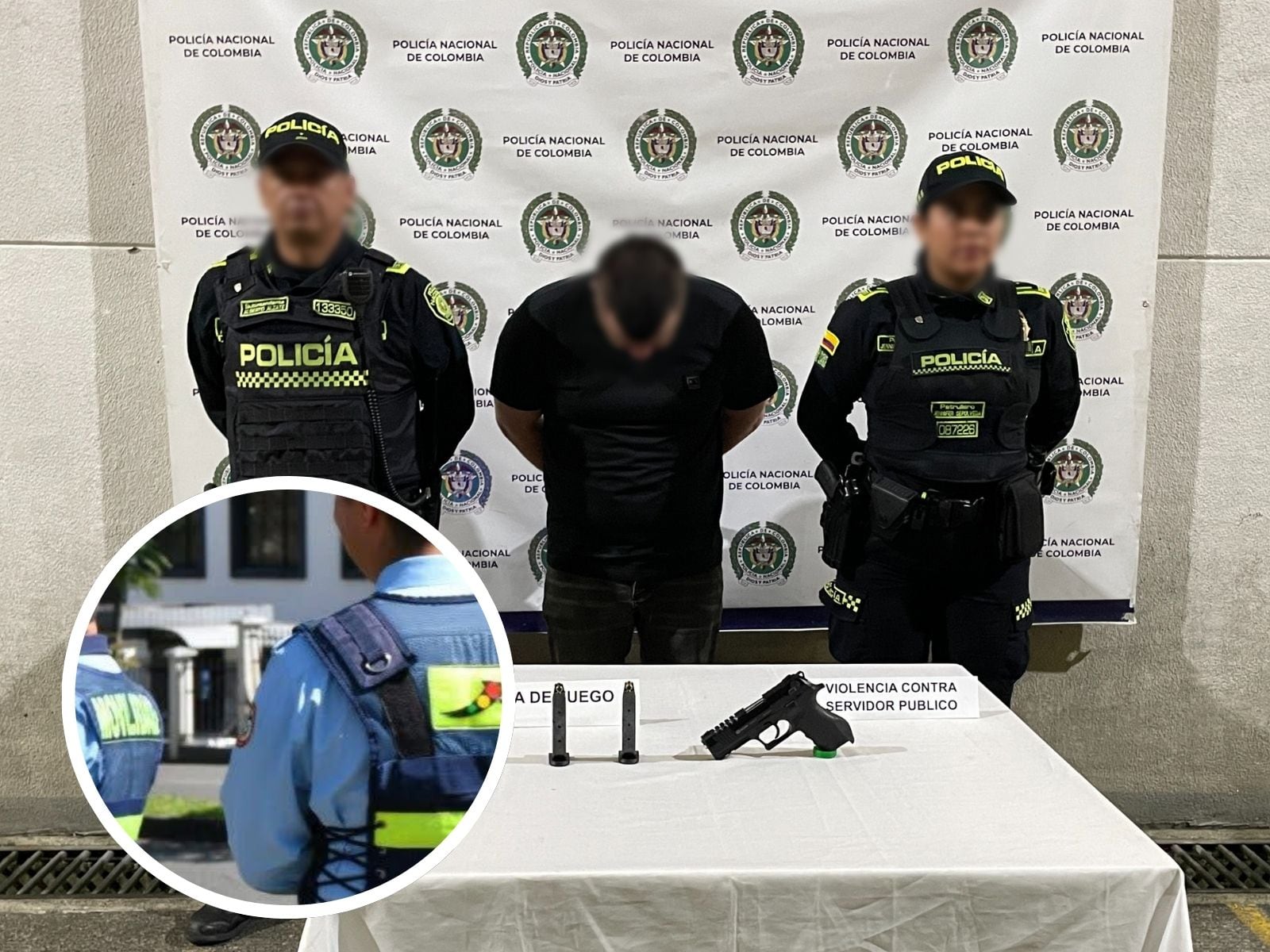 Agente de tránsito fue agredido por un infractor en Pereira (foto: Policía Nacional)