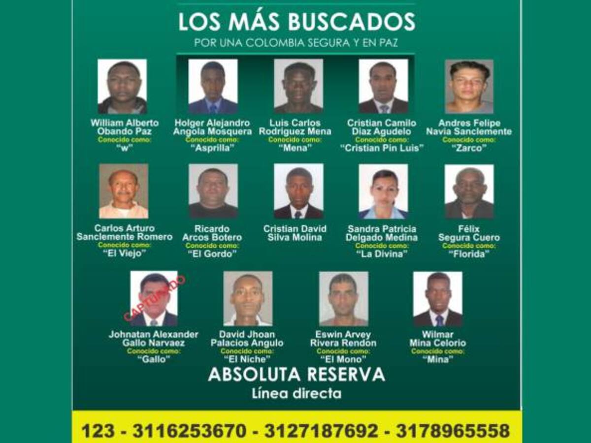 Policía reveló afiche con los 14 más buscados de Cali