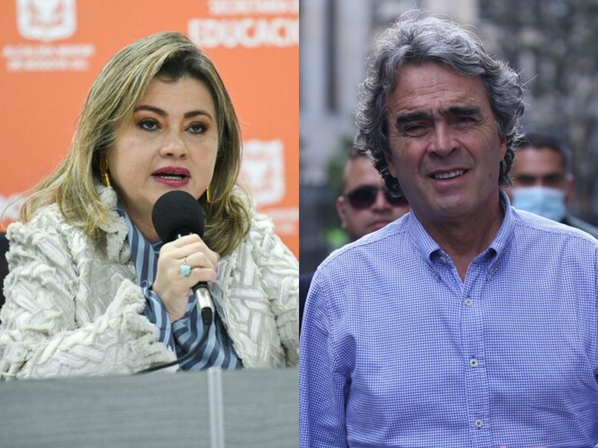 Edna Bonilla y Sergio Fajardo. Fotos: (Foto Secretaría de Educación) / (Colprensa - Camila Díaz)