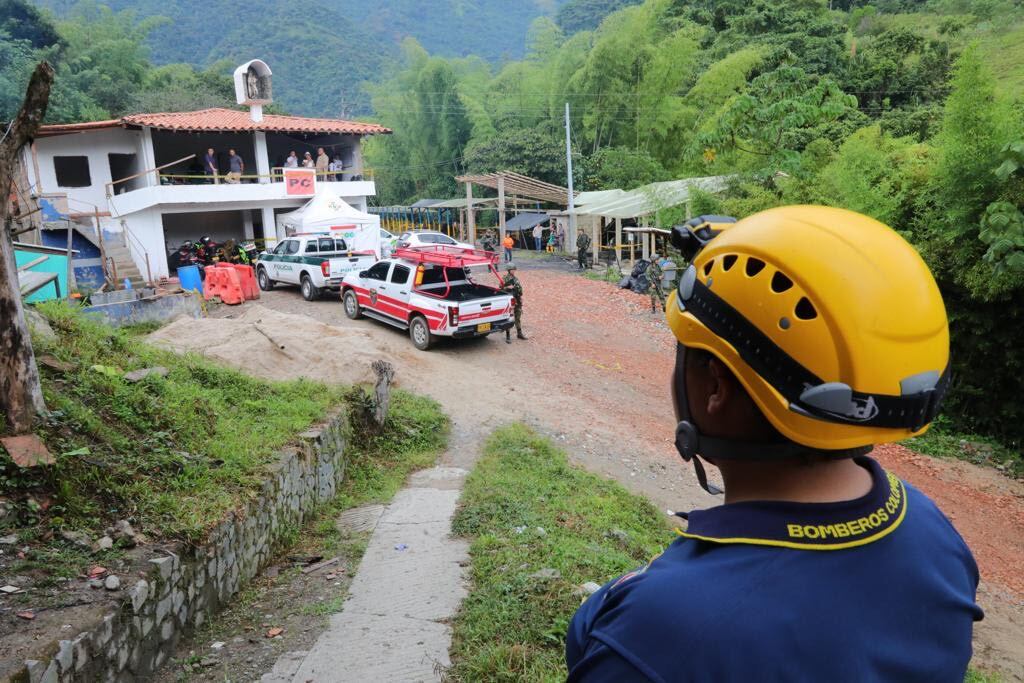 La emergencia ocurrió desde el pasado 20 de julio en la mina Nueva Nechí de Amagá, Antioquia. Foto: Gobernación de Antioquia.
