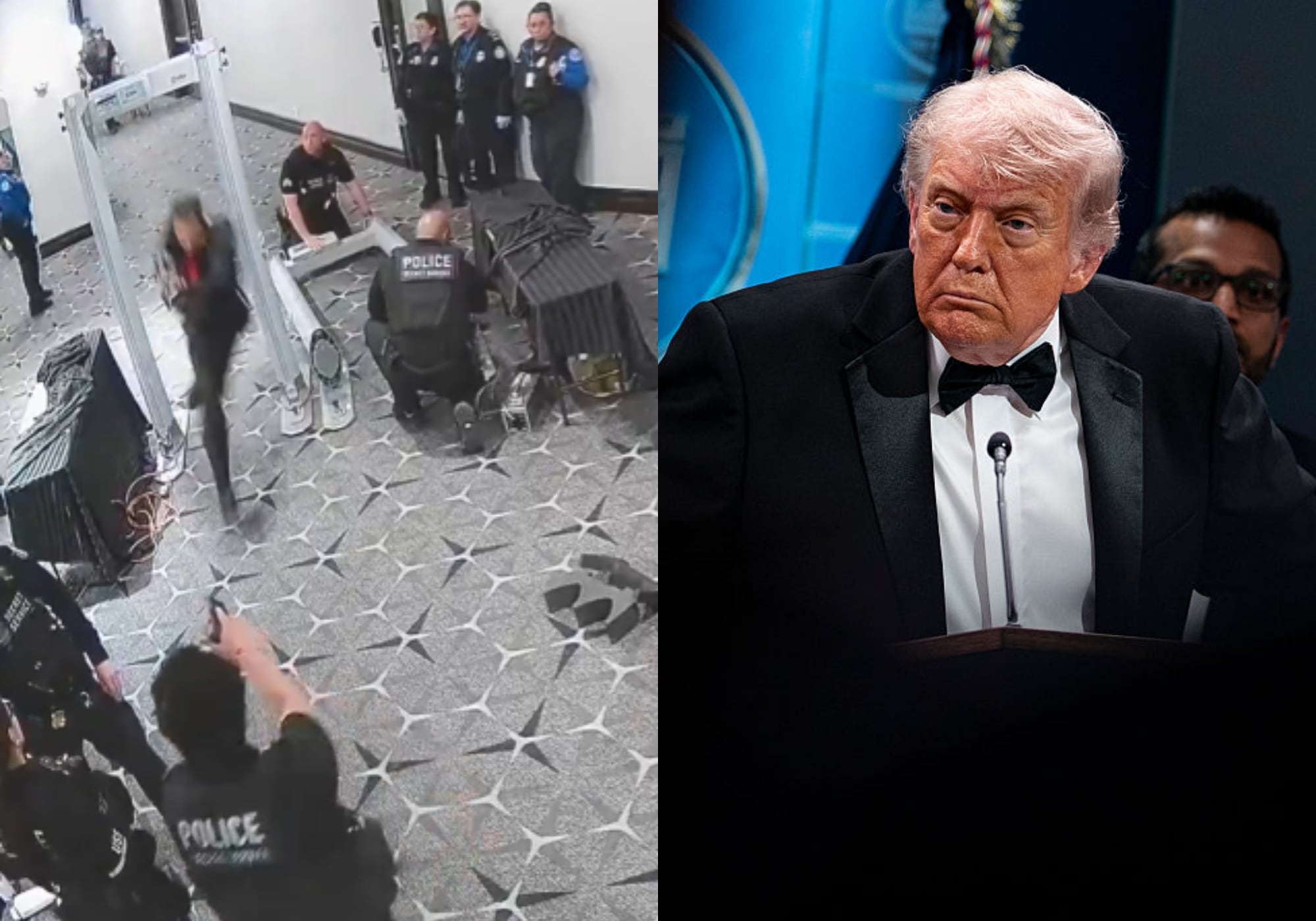 Cole Allen y Donald Trump. Fotos: Captura de pantalla video suministrado / (Photo by Al Drago/Getty Images)