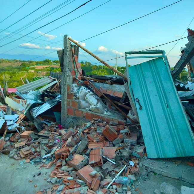 Una de las 3000 viviendas destruidas por el terremoto en el municipio de Quimbaya , Quindío. Foto: Cortesía alcaldía de Quimbaya