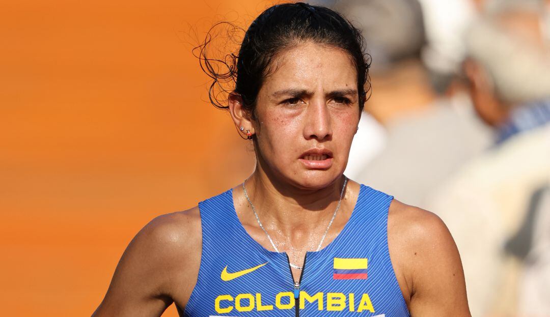 Angie Orjuela durante su participación en la maratón de Tokio 2020.