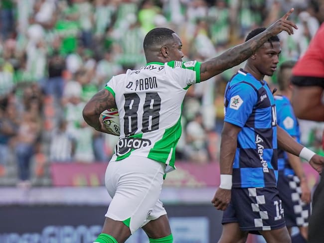 Dorlan Pabón de Atlético Nacional celebra su gol ante Boyacá Chicó / Foto: Nacional