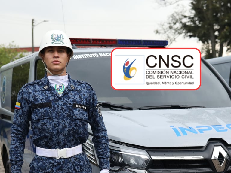 Trabajador del INPEC junto a una camioneta de la entidad (Colprensa)