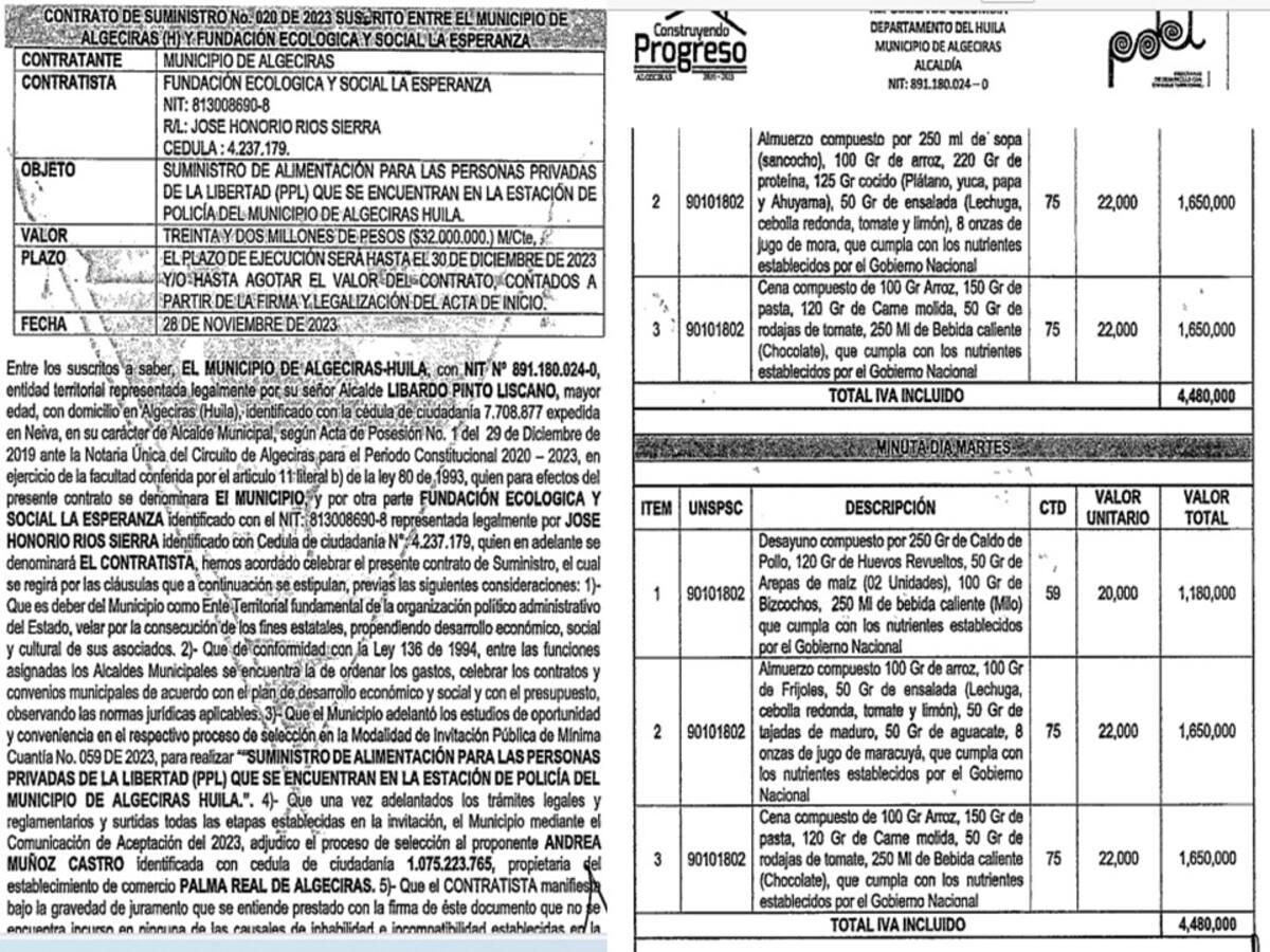 En Algeciras, Huila denuncian alimentación de lujo para privados de la libertad