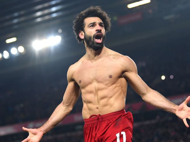 La celebración de Salah en el segundo gol del Liverpool