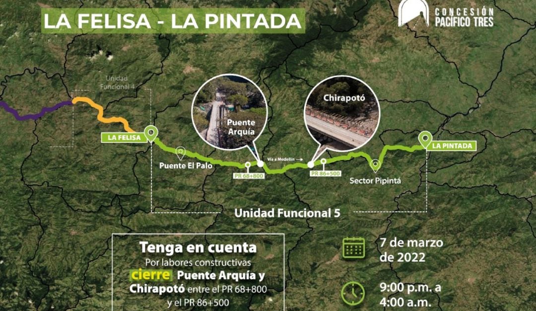 Cierre de puentes por obras
