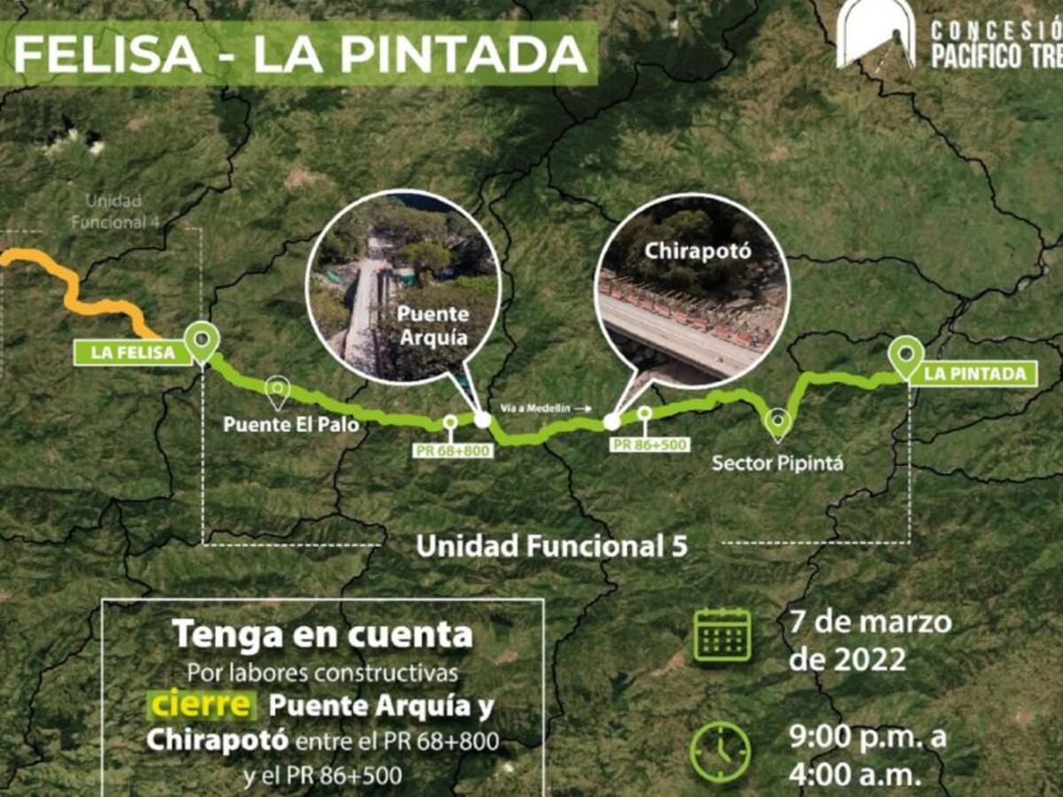 Pacífico III anuncia el cierre definitivo de los puentes Arquía y Chirapotó