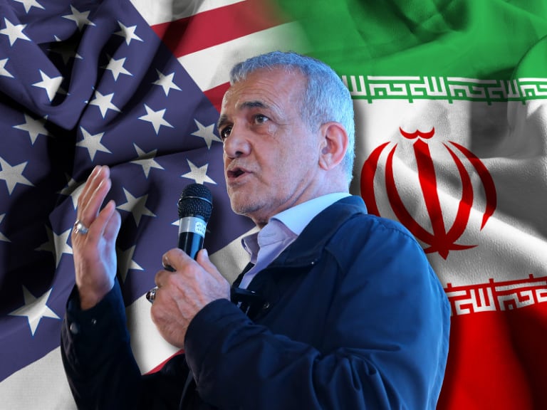 Imagen de referencia: Banderas Irán, EE. UU. - Masoud Pezeshkian: Getty Images