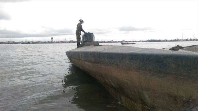 Decomisan semisumergible del narcotráfico en Nariño. Foto: Cortesía Policía Nacional