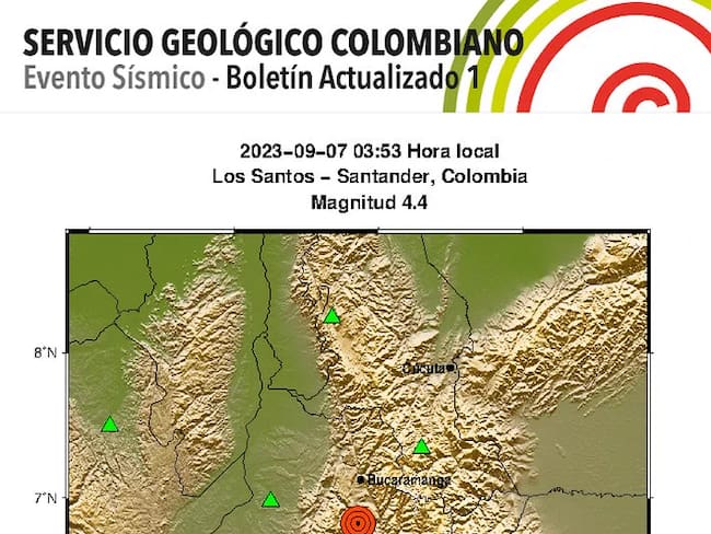 Terremoto HOY 7 de septiembre en Los Santos Santander, Colombia: Magnitud y hora 