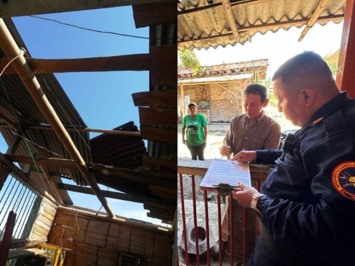 Un vendaval destechó 12 casas y afectó cultivos de plátano y tomate en Chinchiná, Caldas