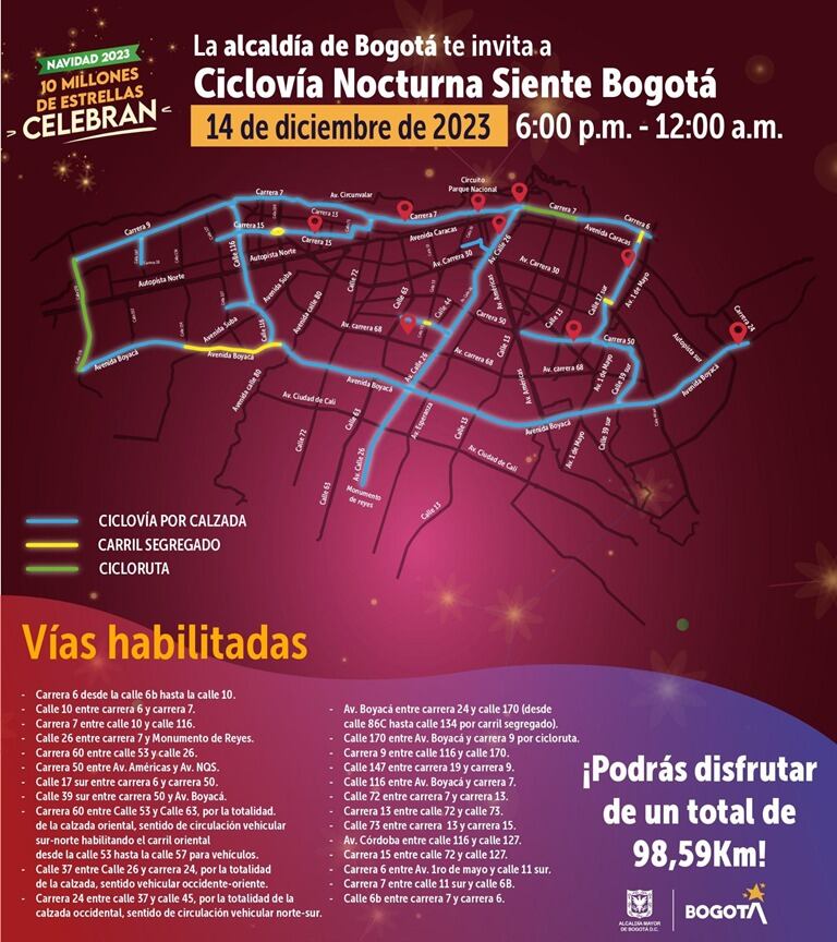 Ciclovía Navideña en Bogotá