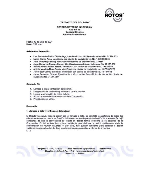 Composición Junta Directiva: Rotorr